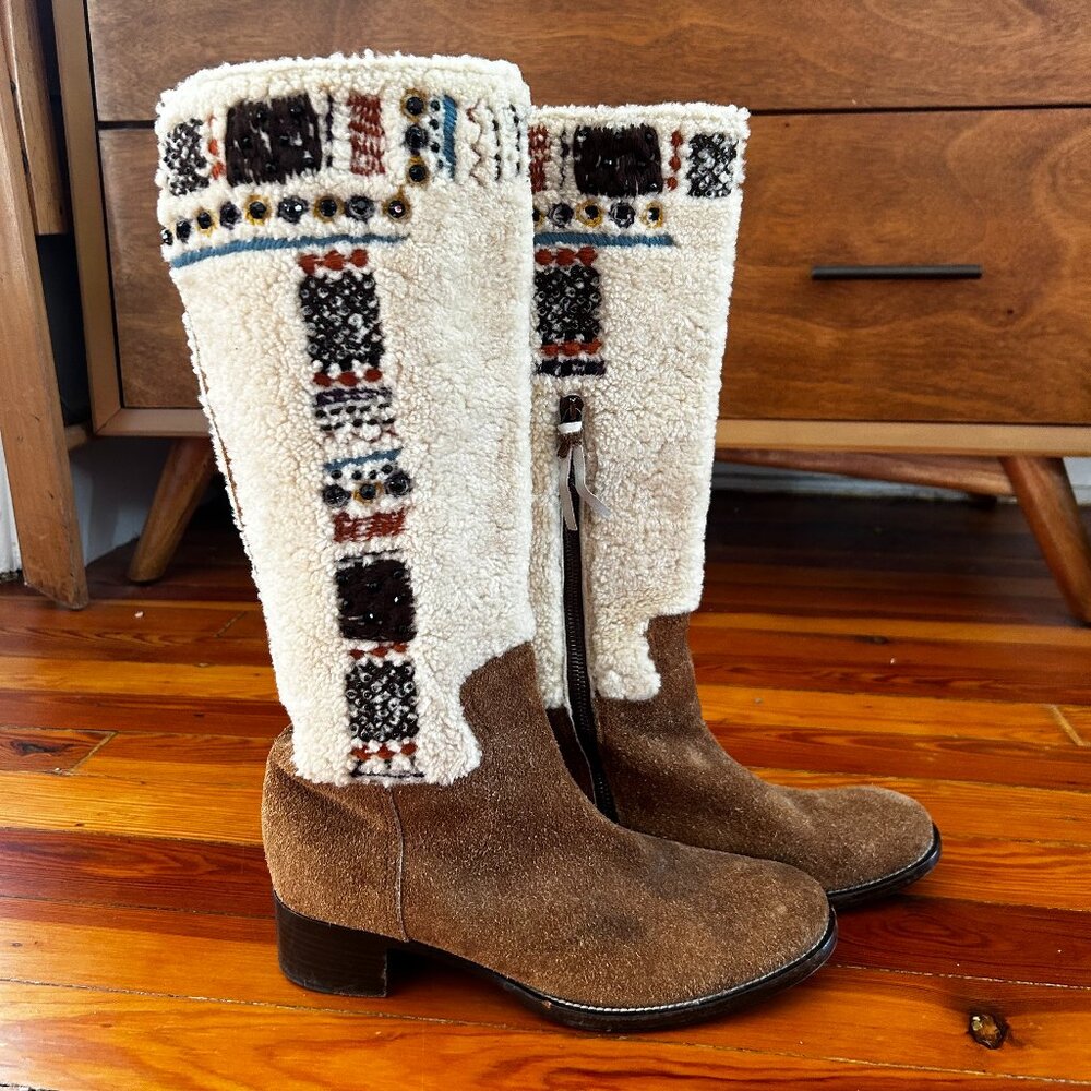 Miu Miu womens knee high Shearling leather boots sz 38.5 (US sz 8)